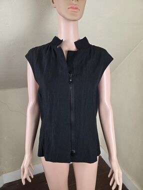 Annette Görtz Black‎ Wool Zip Front Vest Sleeveless Jacket EU 42 US 10 L